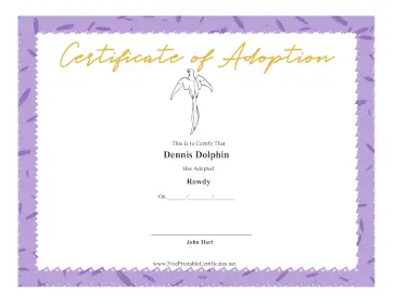 Certificate Of Adoption Bird certificate