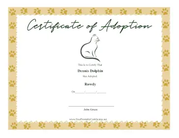 Certificate Of Adoption Cat certificate