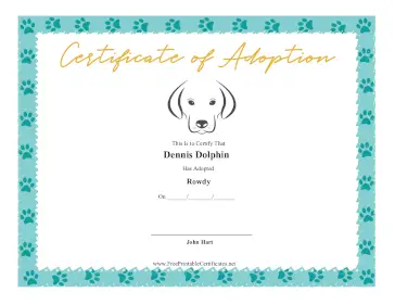 Certificate Of Adoption Dog certificate