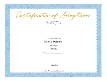 Certificate Of Adoption Fish certificate