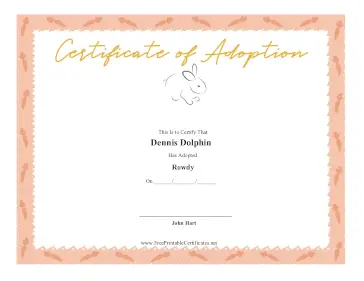 Certificate Of Adoption Rabbit certificate