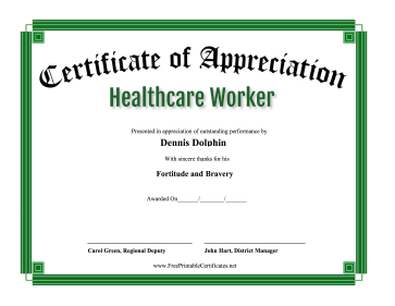 Certificate Of Appreciation Healthcare Worker certificate