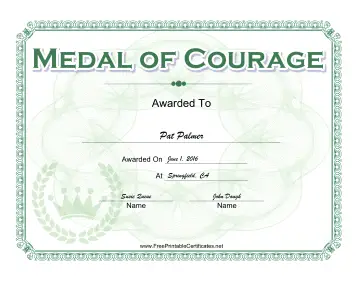 Courage certificate
