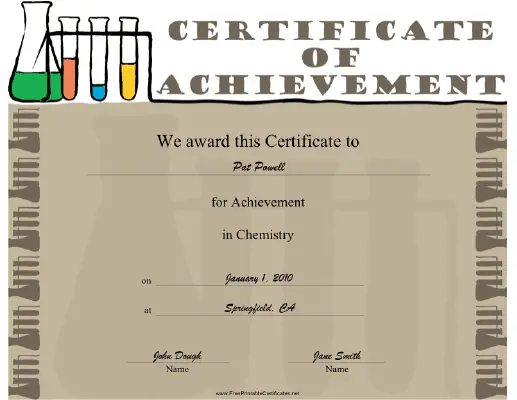 Chemistry certificate