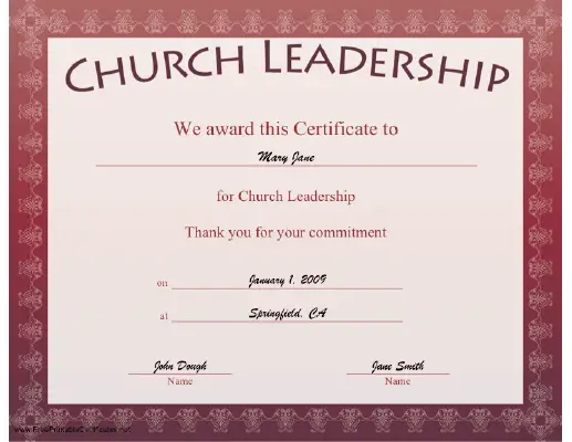 Church Leadership certificate
