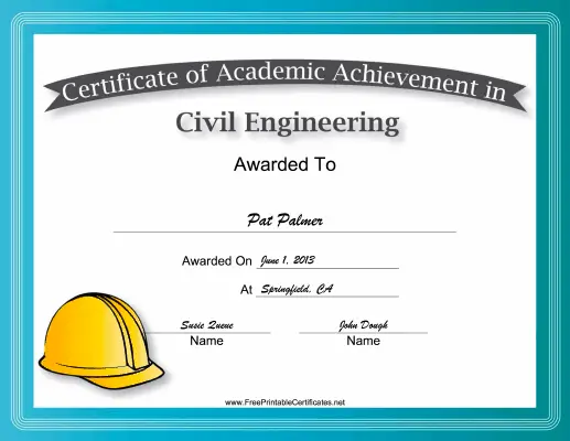 Civil Engineering Academic certificate