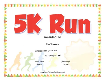 Color Run certificate
