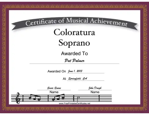Coloratura Soprano Vocal_Music_Certificate certificate