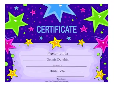 Colorful Stars certificate