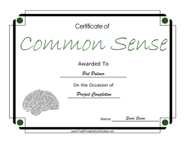 Common Sense certificate