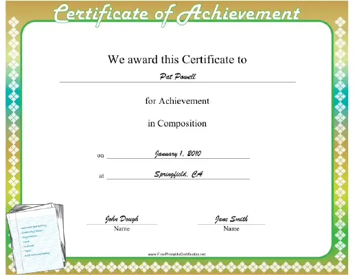 Composition certificate
