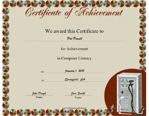 Computer Literacy certificate