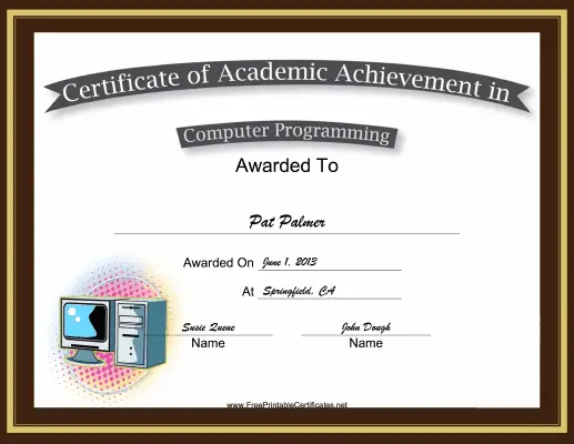 Computer Programming Academic certificate