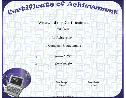 Computer Programming certificate