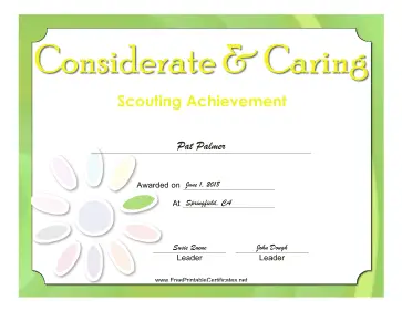 Considerate And Caring Badge certificate