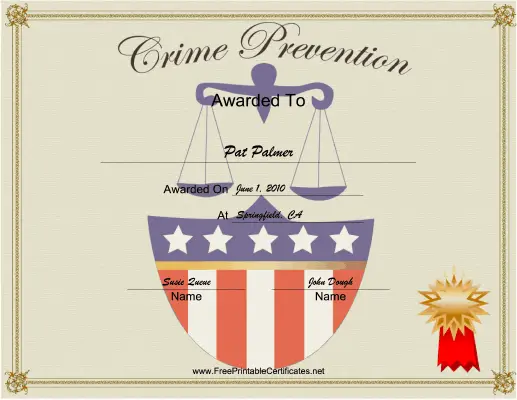 Crime Prevention certificate