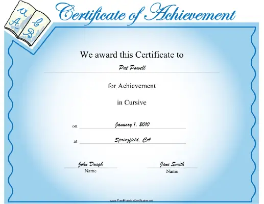 Cursive certificate