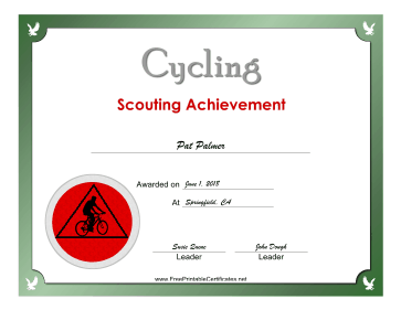 Cycling Badge certificate