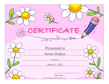 Daisies And Pencils certificate