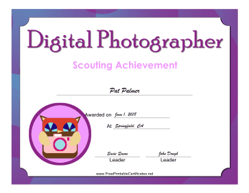Digital Photographer Badge certificate