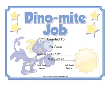 Dinosaur certificate