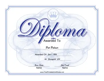 Diploma Crown certificate