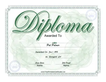 Diploma Green certificate