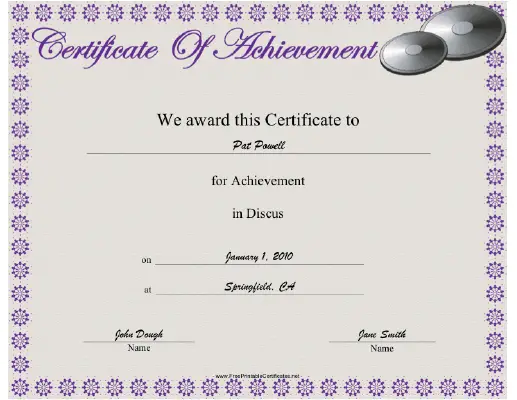 Discus certificate