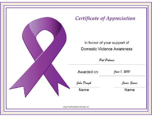 Domestic Violence Awareness Ribbon certificate
