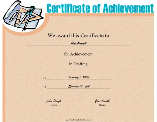 Drafting certificate