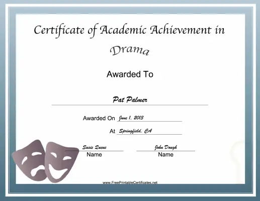 Drama Academic certificate