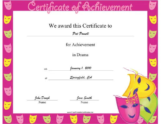 Drama certificate