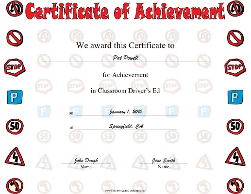 Driver Education certificate