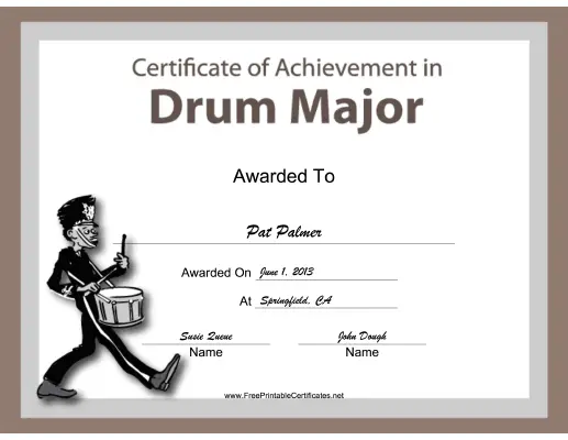 Drum Major Instrumental Music certificate