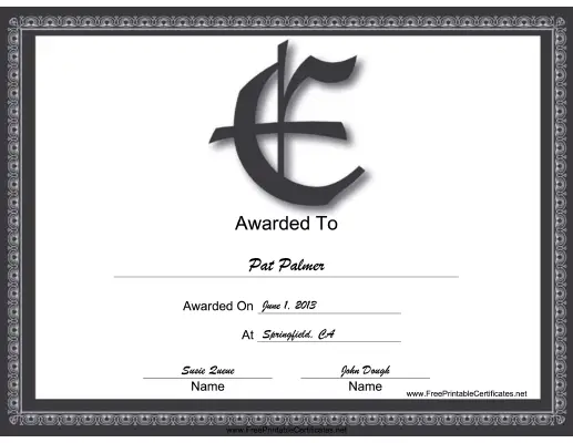 E Monogram certificate