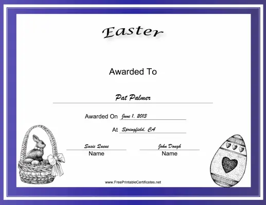 Easter Holiday certificate