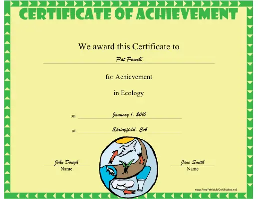 Ecology certificate