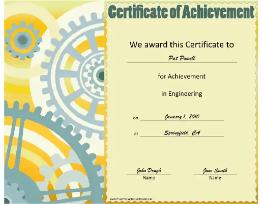 Engineering certificate