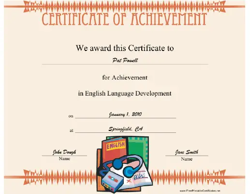 English Language Development certificate