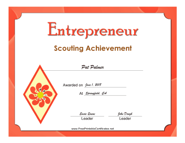 Entrepreneur Badge certificate