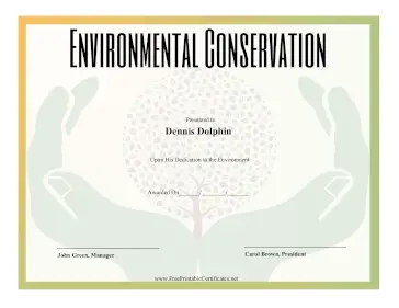 Environmental Conservation Award certificate