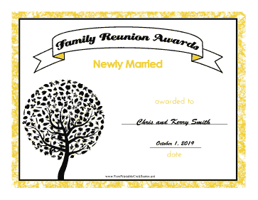 Family Reunion Newly Married certificate
