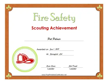 Fire Safety Badge certificate