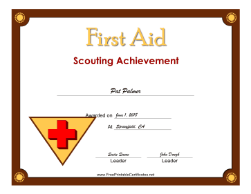 First Aid Level 1 Badge certificate