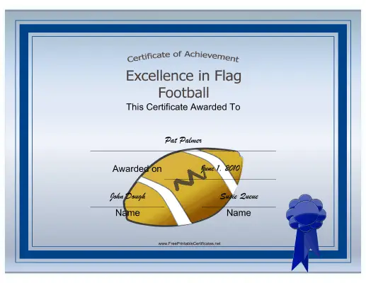 Flag Football certificate