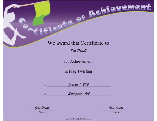 Flag Twirling certificate