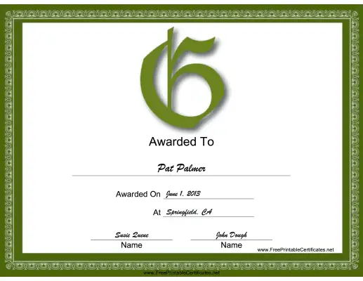 G Monogram certificate