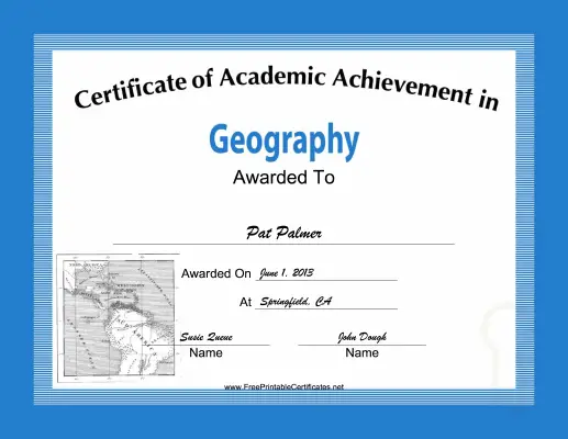 Geography Academic certificate