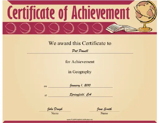 Geography certificate