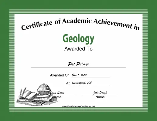 Geology Academic certificate